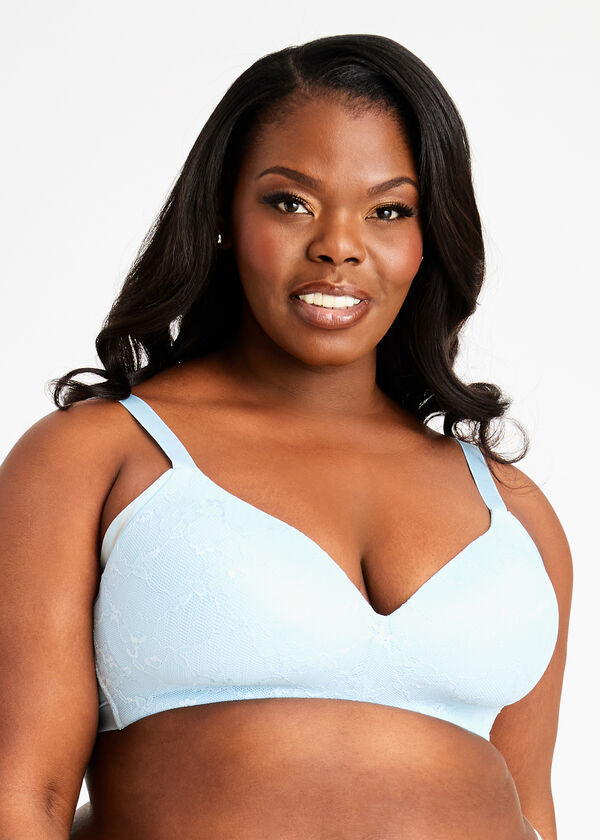 Lace No Wire Shaping Bra, Light Pastel Blue image number 1