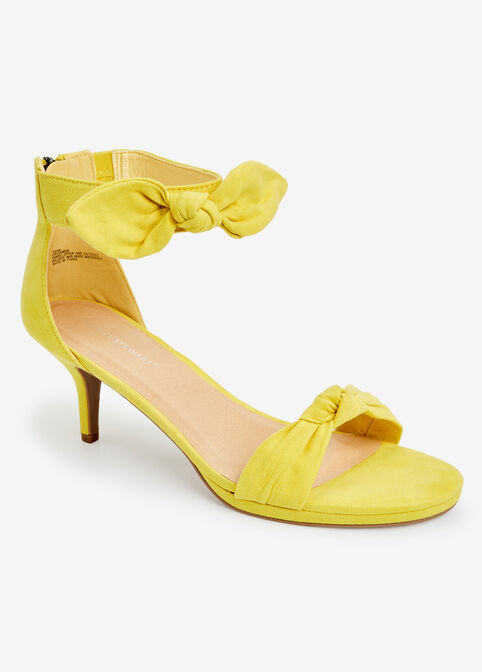 Bow Ankle Strap Wide Width Sandals, Yellow image number 0