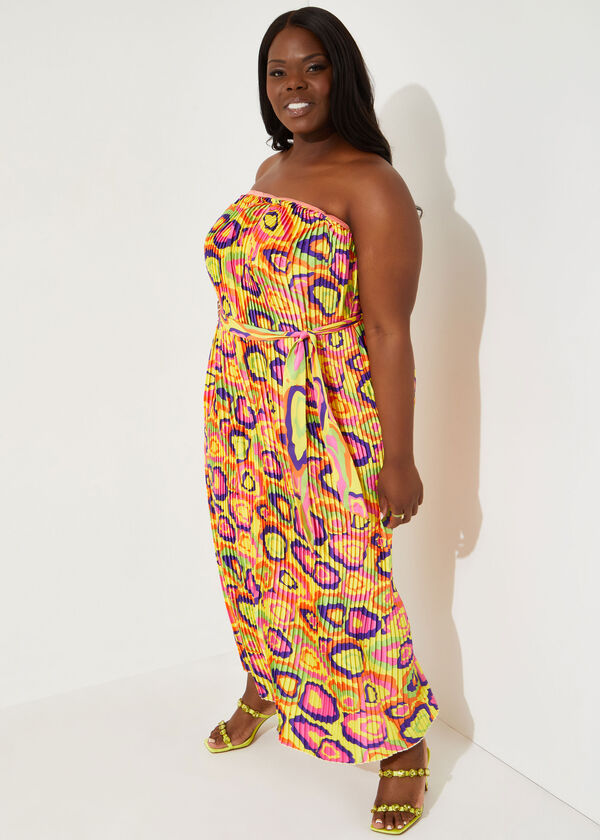 Strapless Printed Maxi Dress, Multi image number 3
