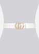 Rhinestone CC Faux Leather Belt, White image number 0