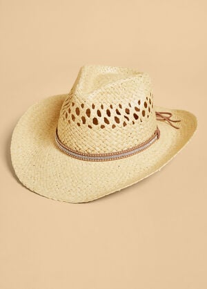Crystal Woven Straw Cowboy Hat, Natural image number 0