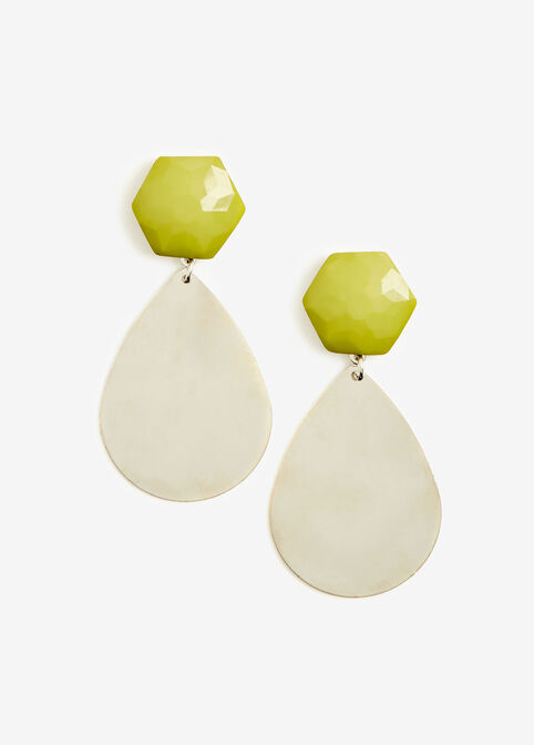 Stone Teardrop Earrings, Bright Chartreuse image number 0
