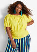 Plus Size Linen Blend Off The Shoulder Peasant Puff Sleeve Top image number 0