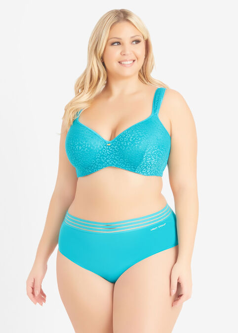 Sheer Waistband Micro Brief Panty, Teal image number 0