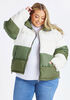 Colorblocked Puffer Jacket, Olive image number 3