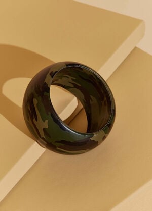 Camo Print Faux Leather Bangle, Olive image number 0