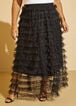 Tiered Tulle Maxi Skirt, Black image number 3