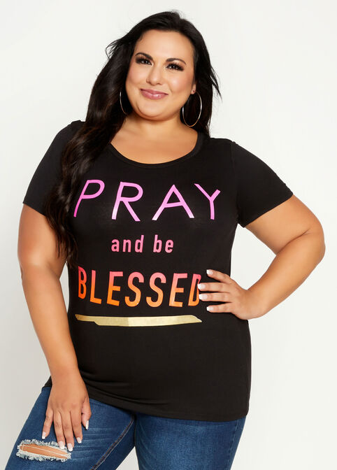 Pray & Be Blessed Graphic Tee, Black image number 0