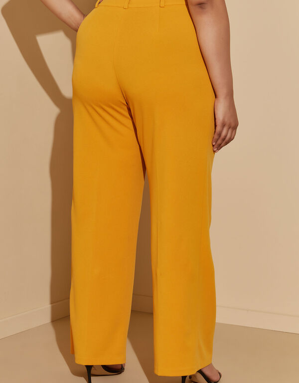 Straight Leg Crepe Trousers, Mustard image number 1