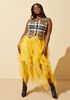 Tiered Tulle Midi Skirt, Spicy Mustard image number 3