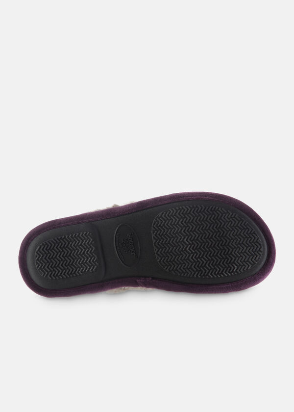 Isotoner Bethanie Velour Slippers, Purple image number 2