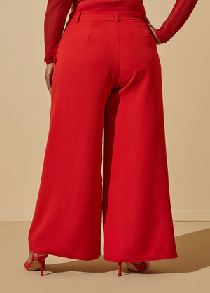 Pintucked Wide Leg Pants, Barbados Cherry image number 1