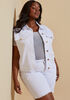 Star Studded Denim Bermuda Shorts, White image number 2