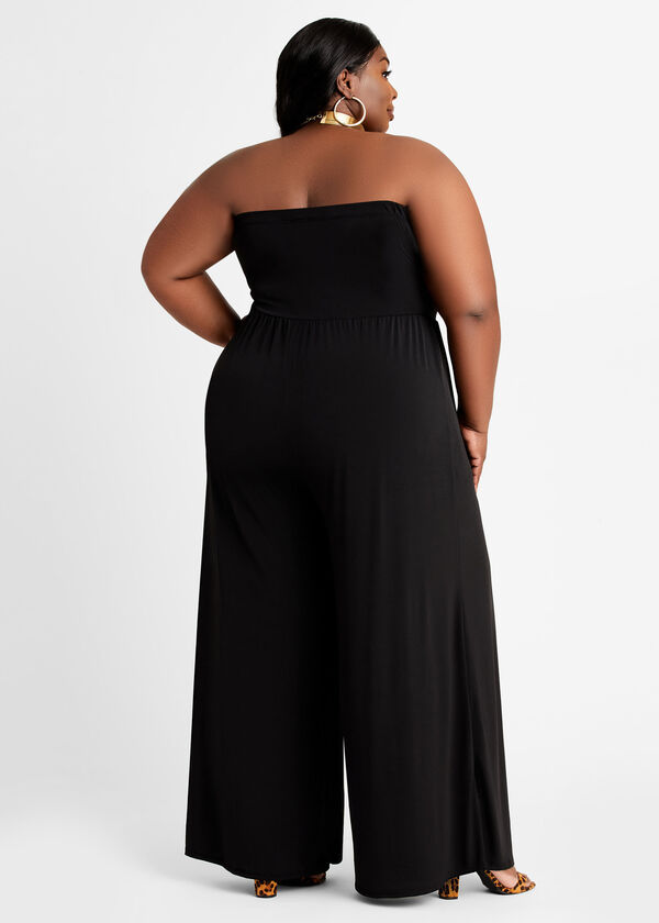 Plus Size Sexy Knit Strapless Wide Leg Summer Occasion Jumpsuit