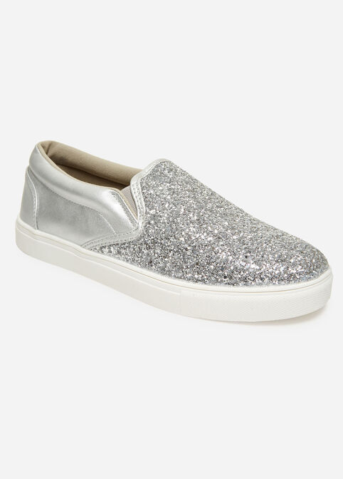 Glitter Wide Width Slip On Sneaker, Silver image number 0