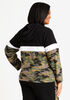 Camo Colorblock Mix Knit Hoodie, Olive image number 1