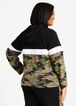 Camo Colorblock Mix Knit Hoodie, Olive image number 1