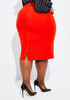 High Waist Crepe Pencil Skirt, Red image number 1