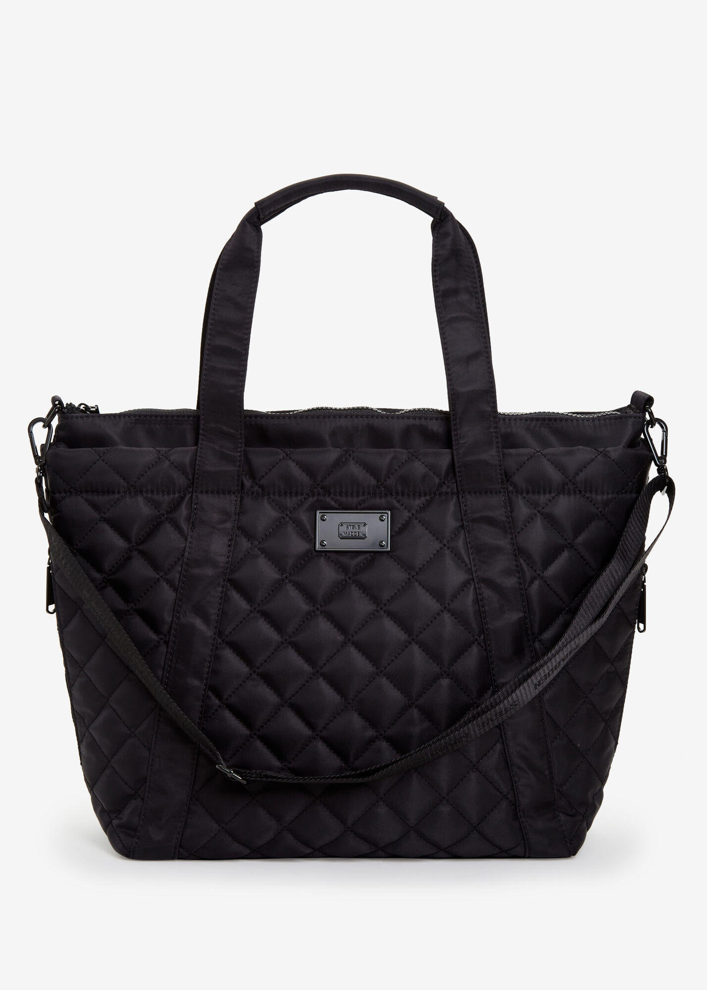 Steve Madden Condo Quilted Large Tote With Quilted Tote in Black