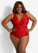 Trendy Plus Size Raisins Curve Red Canaria Slimming One Piece Swimsuit image number 0