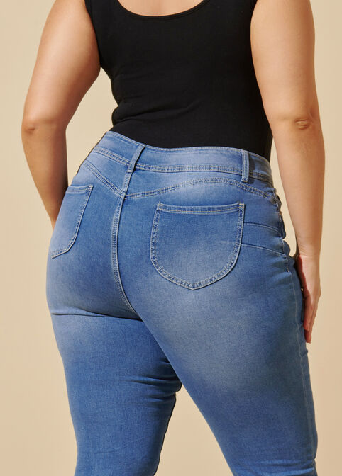 Plus Size Medium Wash Blue High Rise Stretchy Smoothing Skinny Jeans
