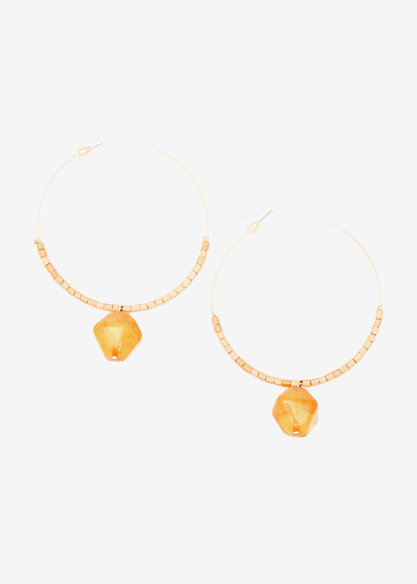 Gold Beaded Drop Earrings, Nugget Gold image number 0