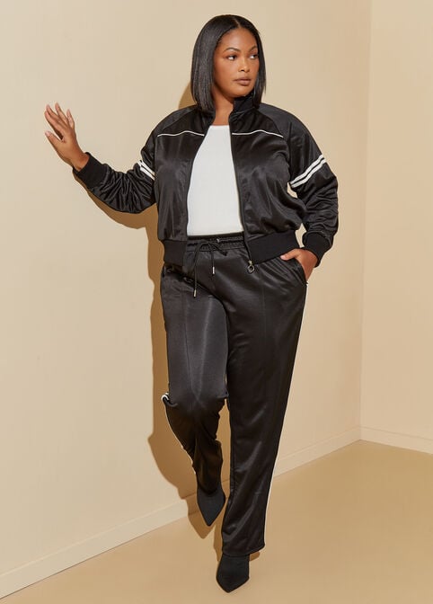 Plus Size Striped Cropped Track Jacket 80s 2000 fashion Y2K Streetwear