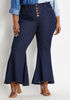 Five Button High Waist Flare Jean, Dk Rinse image number 0