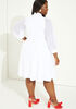 Keyhole Mesh Paneled A Line Dress, White image number 1