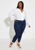 Mid Rise Two Button Skinny Jeans, Dk Rinse image number 3