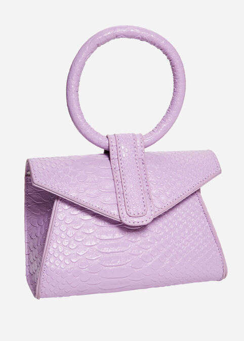 Croc Top Handle Ring Mini Bag, Viola image number 2