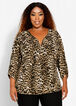 Leopard Roll Tab Sleeve Top, Multi image number 0