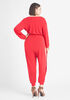 Tall Cutout Faux Wrap Jumpsuit, Red image number 1