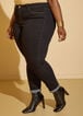 Mid Rise Ankle Cuff Skinny Jeans, Black image number 2