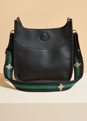 Pebbled Faux Leather Crossbody, Black image number 1