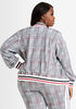 Plaid Zip Front Athleisure Jacket, Rhododendron image number 1