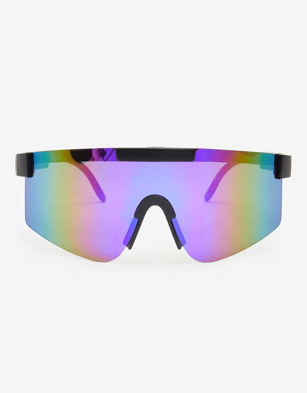 Rimless Shield Wrap Sunglasses, Purple image number 0