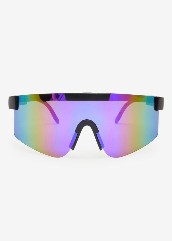 Rimless Shield Wrap Sunglasses, Purple image number 0