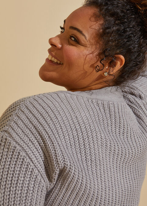 Ribbed Wrap Sweater, Grey image number 5
