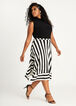 Stripe Asymmetric Hem Skirt, Black White image number 2