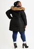 Black 1X Faux Fur Hood Layer Puffer Coat, Black image number 1