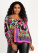 Abstract Square Neck Blouse, Purple Magic image number 0
