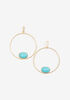 Semi Precious Turquoise Hoop Earrings, Turquoise Aqua image number 0