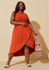 Smocked Faux Wrap Dress, Potters Clay image number 0
