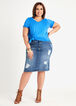 High Waist Distressed Denim Skirt, Medium Blue image number 2