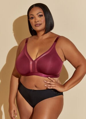 Mesh Paneled Wireless Bra, Rhododendron image number 0