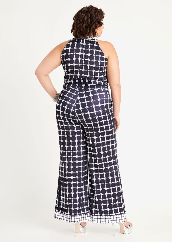 Tall Belted Dot Wide Leg Jumpsuit, Peacoat image number 1