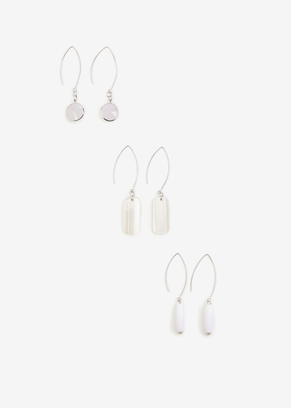 Marble Beaded Earrings Set, White image number 0