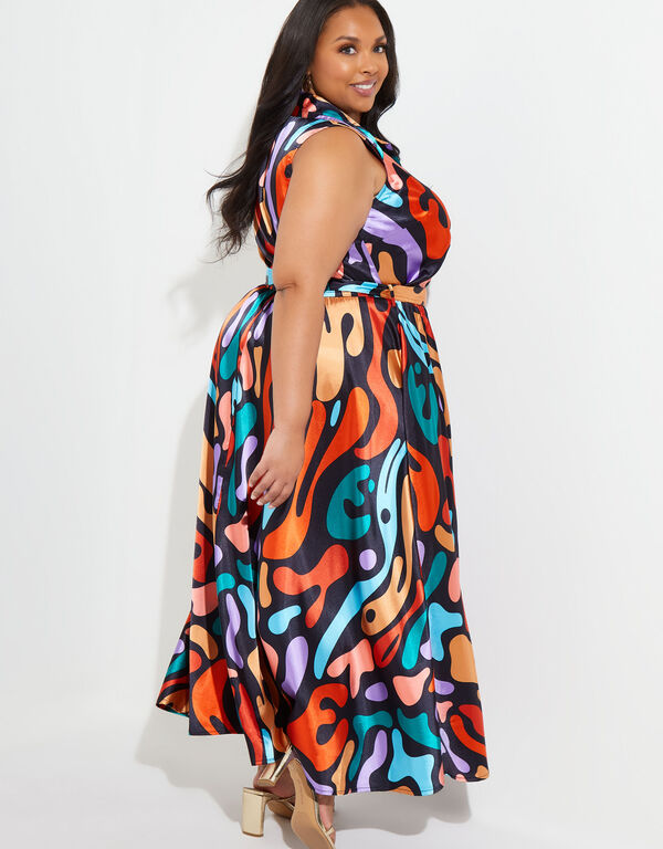 Printed Satin Maxi Dress, Multi image number 1