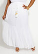 Crinkle Bead Drawstring Maxi Skirt, White image number 0